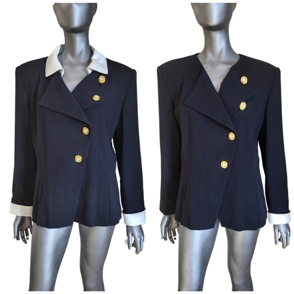En Avance Jackets & Blazers - 204. NWT Vtg. En Avance Elegant Black Wool Blazer with Gold Buttons - Size 16